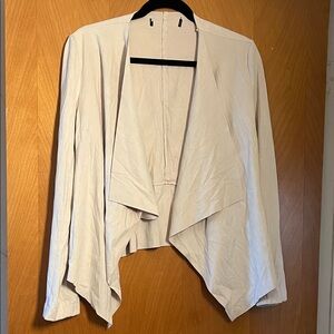 Cream Open Front Faux Suede Thin Jacket